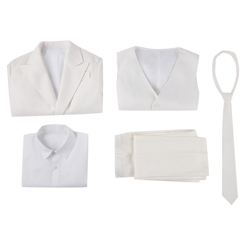Joker 2 The Joker White Woolen Suit Cosplay Costume Male Gentleman Uniform Halloween Carnival Set
