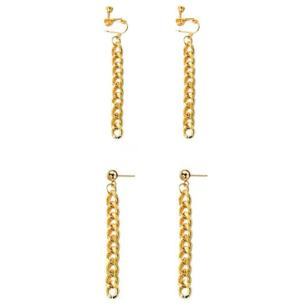 K-Pop: Demon Hunters Rumi Cosplay Accessory Gold Chain Earrings Ear Clip - AwwwCos