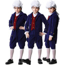 Kid Boys Military Cosplay Costume Colonial Uniform Red Vest Navy Blue Jacket - AwwwCos