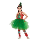 Kid Christmas Tree Applique Green Cloak Mesh Dress Cosplay Costume
