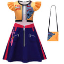 Kid Girl Anime K-Pop: Demon Hunters Rumi Cosplay Costume Orange Dress Bag - AwwwCos