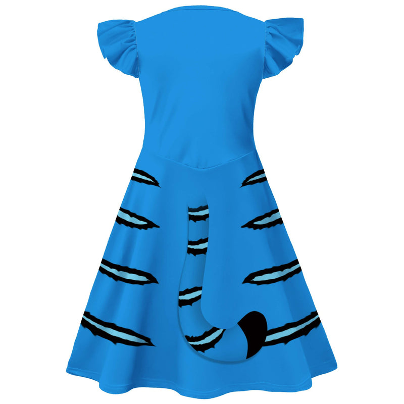 Kid Girl Anime K-Pop: Demon Hunters Tiger Cosplay Costume Blue Dress Bag - AwwwCos