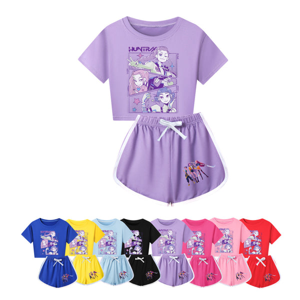 Kids Adult Anime K-Pop Demon Hunters Cosplay Costume T-Shirt Shorts - AwwwCos