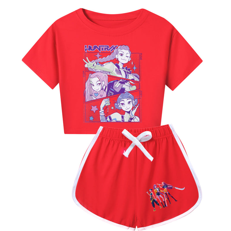 Kids Adult Anime K-Pop Demon Hunters Cosplay Costume T-Shirt Shorts - AwwwCos