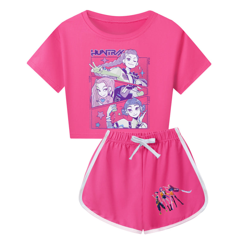 Kids Adult Anime K-Pop Demon Hunters Cosplay Costume T-Shirt Shorts - AwwwCos