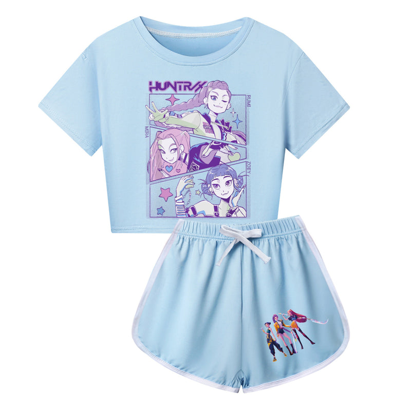 Kids Adult Anime K-Pop Demon Hunters Cosplay Costume T-Shirt Shorts - AwwwCos