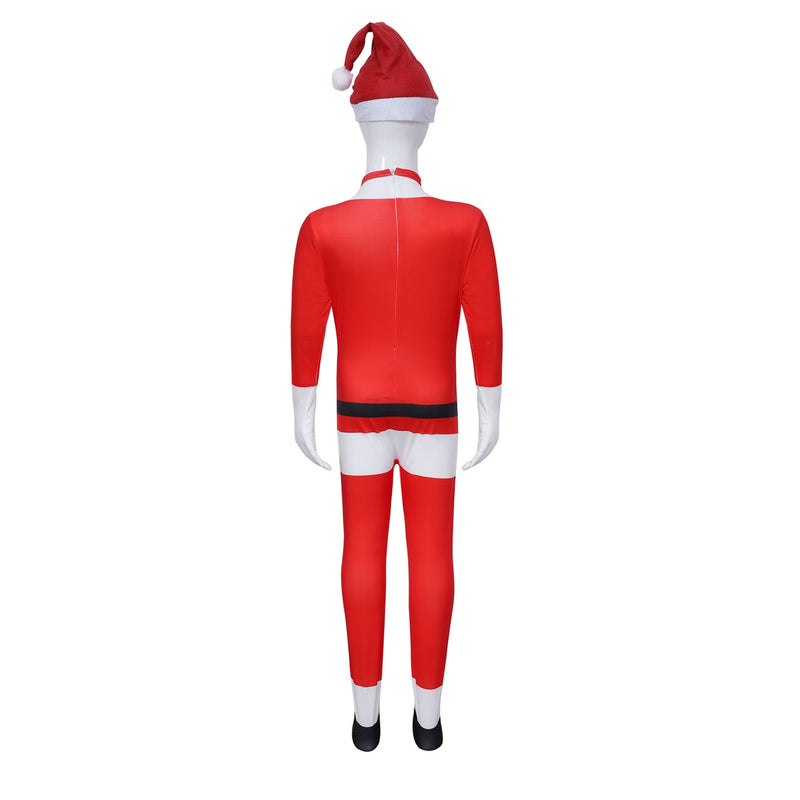 Kids Adult Christmas Santa Claus Cosplay Costume Elastic Jumpsuit Hat - AwwwCos