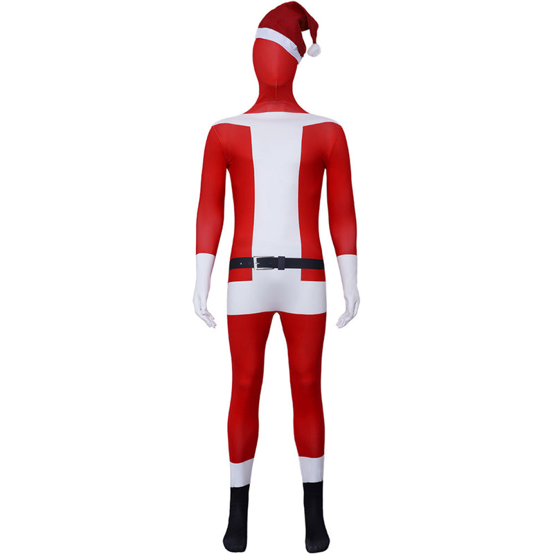 Kids Adult Christmas Santa Claus Cosplay Costume Elastic Jumpsuit Hat - AwwwCos