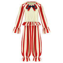 Kids Adult Clown Cosplay Costume Ivory Red Stripes Jumpsuit - AwwwCos