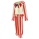 Kids Adult Clown Cosplay Costume Ivory Red Stripes Jumpsuit - AwwwCos