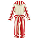 Kids Adult Clown Cosplay Costume Ivory Red Stripes Jumpsuit - AwwwCos