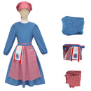 Kids American Girl Kirsten Larson Cosplay Costume Blue Polka Dot Dress Red Hat - AwwwCos