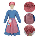 Kids American Girl Kirsten Larson Cosplay Costume Blue Polka Dot Dress Red Hat - AwwwCos