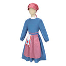 Kids American Girl Kirsten Larson Cosplay Costume Blue Polka Dot Dress Red Hat - AwwwCos