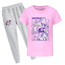 Kids Anime K-Pop Demon Hunters Cosplay Costume Cotton T-Shirt White Pants - AwwwCos