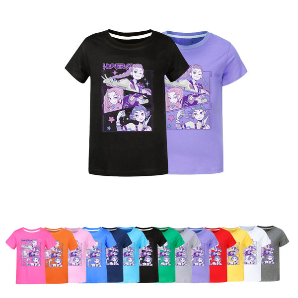 Kids Anime K-Pop Demon Hunters Cosplay Costume Short Sleeve T-Shirt - AwwwCos