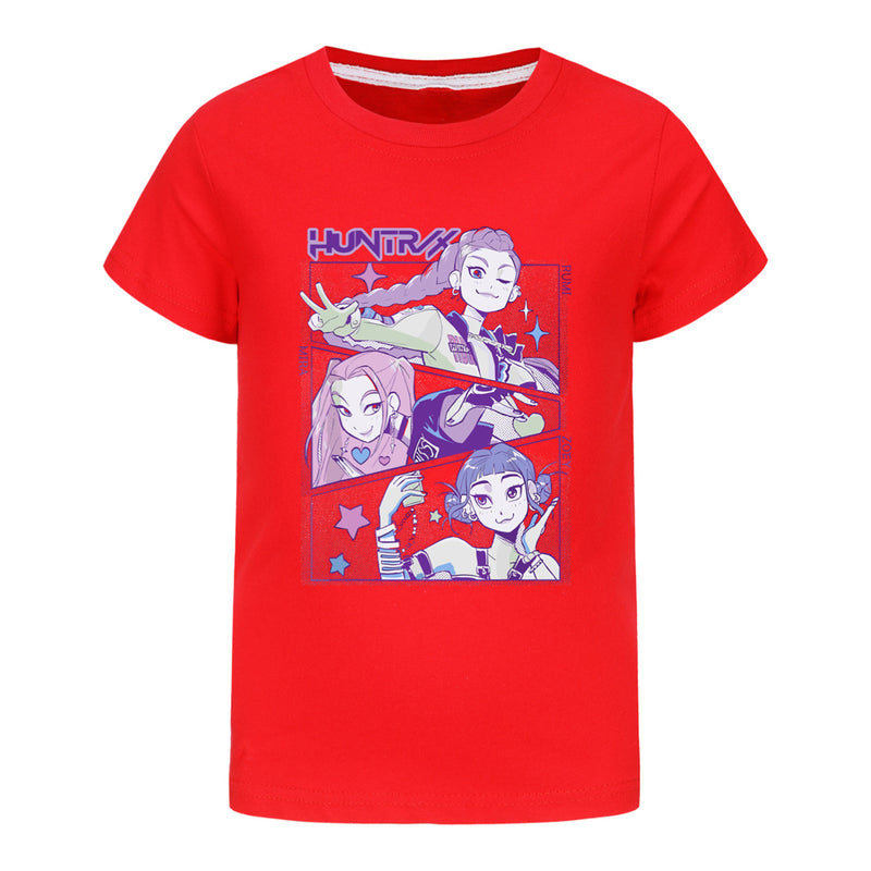 Kids Anime K-Pop Demon Hunters Cosplay Costume Short Sleeve T-Shirt - AwwwCos