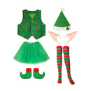 Kids Boys Girl Santa Claus Elf Cosplay Costume Christmas Printed Vest Hat - AwwwCos