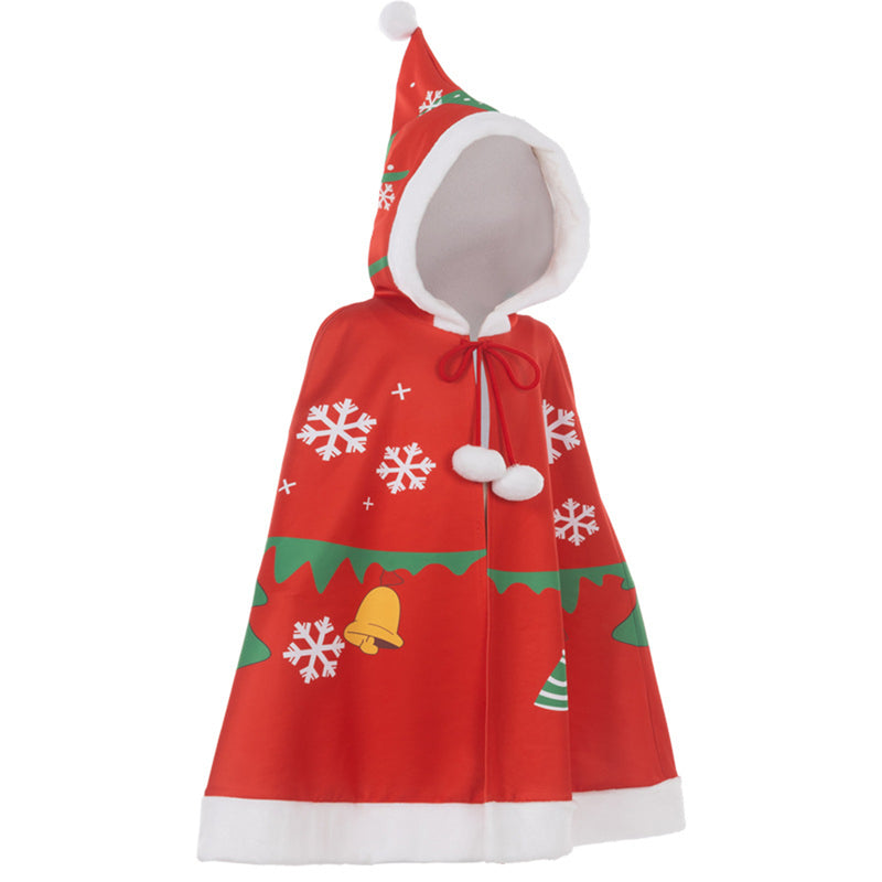 Kids Boys Girls Christmas Santa Claus Cosplay Costume Performance Cloak Shawl