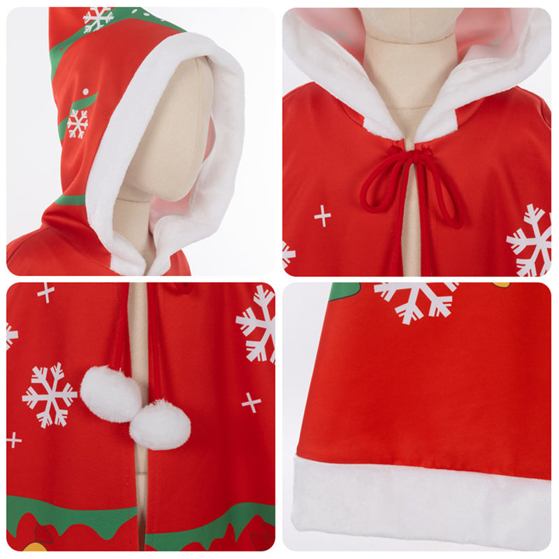 Kids Boys Girls Christmas Santa Claus Cosplay Costume Performance Cloak Shawl
