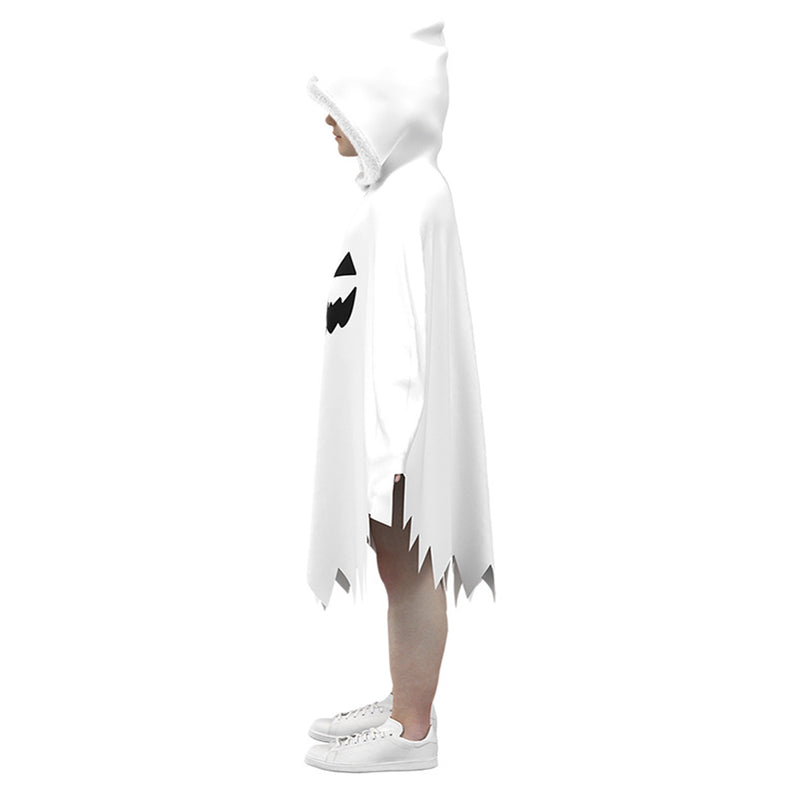 Kids Boys Girls Toddler Ghost Cosplay Costume Hooded White Cloak Party Outfits - AwwwCos