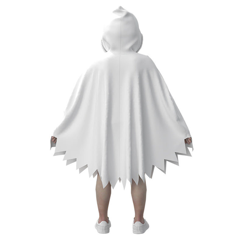 Kids Boys Girls Toddler Ghost Cosplay Costume Hooded White Cloak Party Outfits - AwwwCos