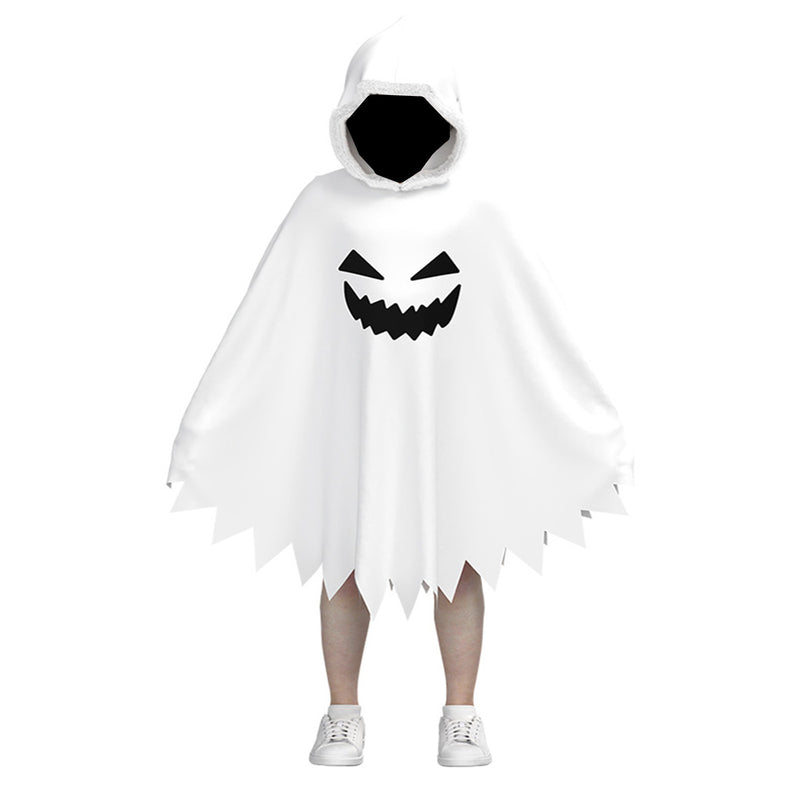 Kids Boys Girls Toddler Ghost Cosplay Costume Hooded White Cloak Party Outfits - AwwwCos