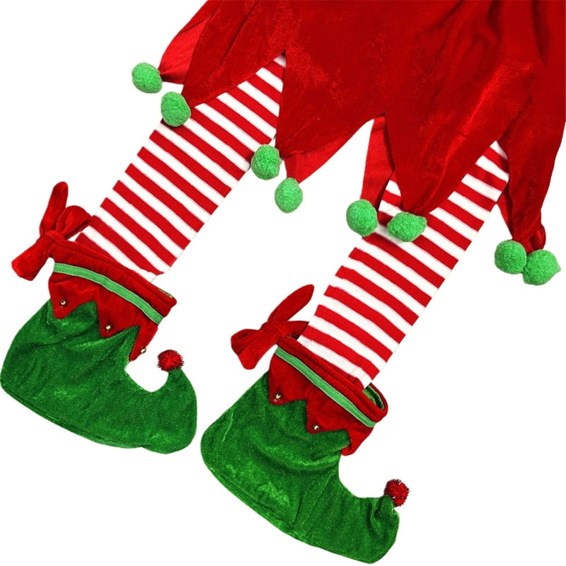 Kids Boys Santa Claus Elf Cosplay Costume Christmas Velvet Dress Hat Shoes
