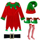Kids Boys Santa Claus Elf Cosplay Costume Christmas Velvet Dress Hat Shoes