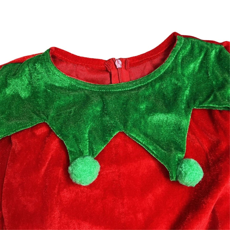 Kids Boys Santa Claus Elf Cosplay Costume Christmas Velvet Dress Hat Shoes