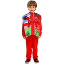 Kids Christmas Gift Box Cosplay Costume Printed Vest Red Jumpsuit