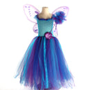 Kids Forest Elf Cosplay Tutu Blue Gown Flower Girls Dress for Wedding - AwwwCos