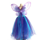 Kids Forest Elf Cosplay Tutu Blue Gown Flower Girls Dress for Wedding - AwwwCos