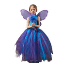 Kids Forest Elf Cosplay Tutu Blue Gown Flower Girls Dress for Wedding - AwwwCos