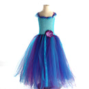 Kids Forest Elf Cosplay Tutu Blue Gown Flower Girls Dress for Wedding - AwwwCos