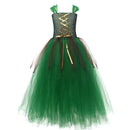 Kids Forest Elf Cosplay Tutu Green Gown Flower Girls Dress for Wedding - AwwwCos