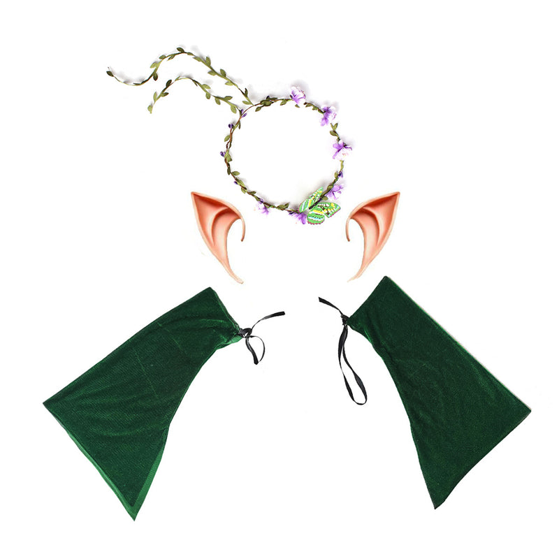 Kids Forest Elf Cosplay Tutu Green Gown Flower Girls Dress for Wedding
