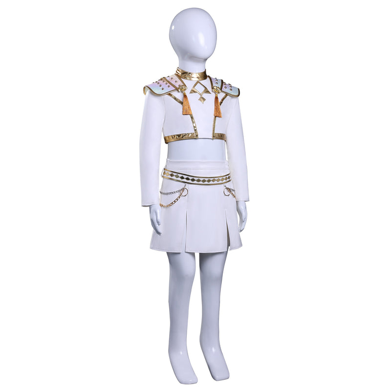Kids Girls Anime K-Pop: Demon Hunters Zoey Cosplay Costume White Uniform - AwwwCos
