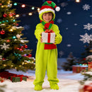 Kids Girls Boys Christmas Elf Cosplay Costume Green Jumpsuit Hat Gloves - AwwwCos