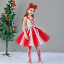 Kids Girls Christmas Candy Cosplay Costume knitted Tutu Dress Hairband Socks - AwwwCos