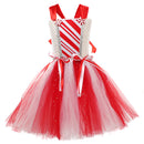 Kids Girls Christmas Candy Cosplay Costume knitted Tutu Dress Hairband Socks - AwwwCos
