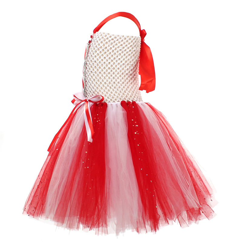 Kids Girls Christmas Candy Cosplay Costume knitted Tutu Dress Hairband Socks - AwwwCos