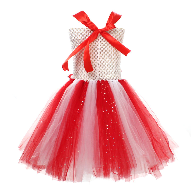 Kids Girls Christmas Candy Cosplay Costume knitted Tutu Dress Hairband Socks - AwwwCos