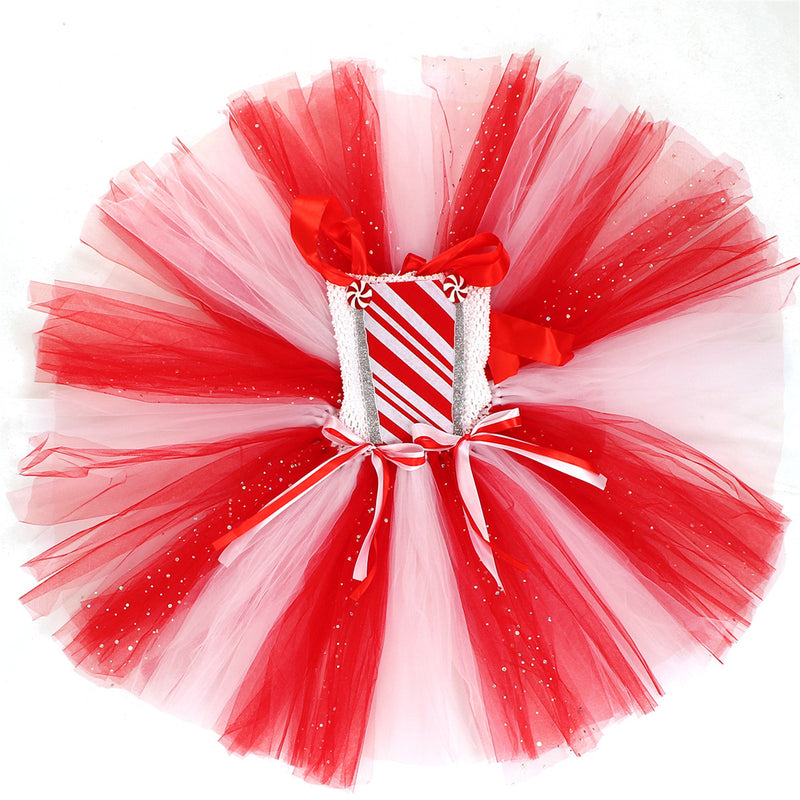 Kids Girls Christmas Candy Cosplay Costume knitted Tutu Dress Hairband Socks - AwwwCos