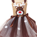 Kids Girls Christmas Deer Cosplay Costume Sequin Crochet Tutu Dress Antler Hairband