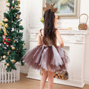 Kids Girls Christmas Deer Cosplay Costume Sequin Crochet Tutu Dress Antler Hairband