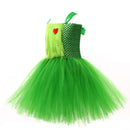 Kids Girls Christmas Green Costume Ballet Tutu Dance Dress Plush Hairband Leg Warmer - AwwwCos