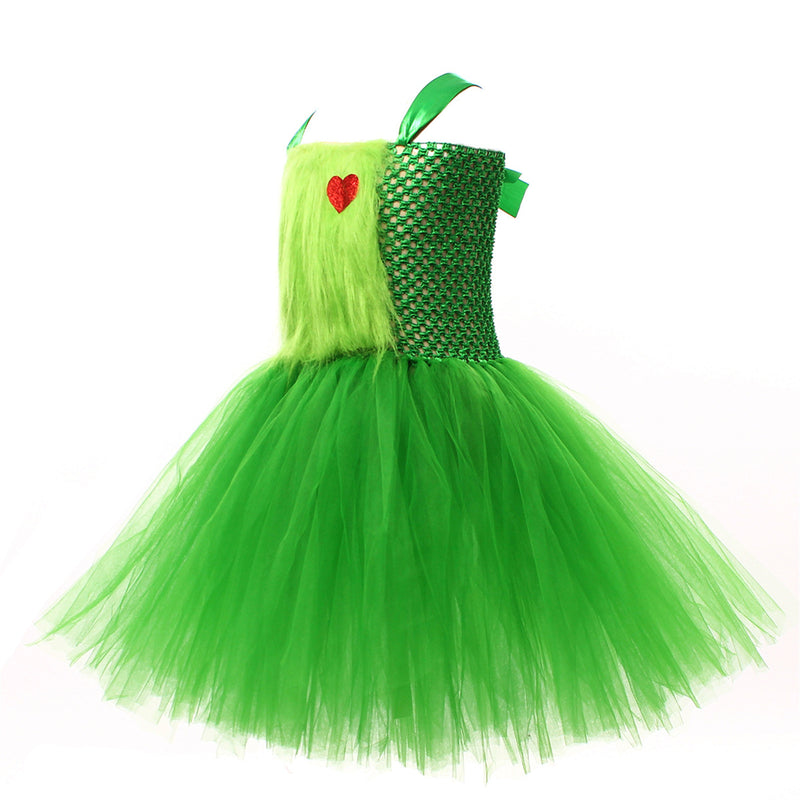 Kids Girls Christmas Green Costume Ballet Tutu Dance Dress Plush Hairband Leg Warmer - AwwwCos