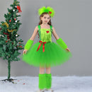 Kids Girls Christmas Green Costume Ballet Tutu Dance Dress Plush Hairband Leg Warmer - AwwwCos