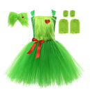 Kids Girls Christmas Green Costume Ballet Tutu Dance Dress Plush Hairband Leg Warmer - AwwwCos